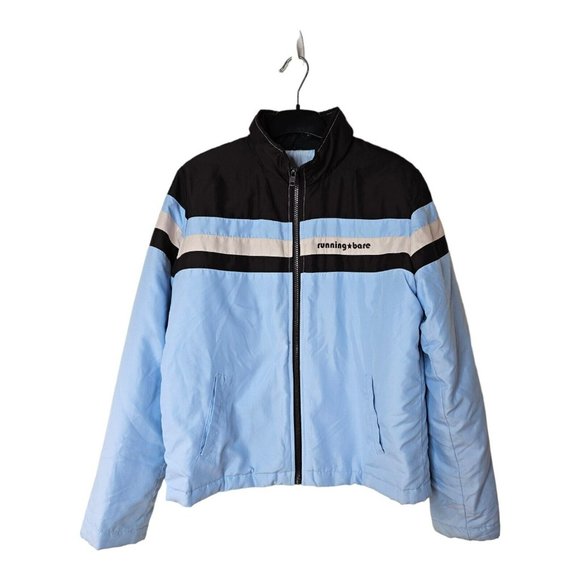 Running Bare Jackets & Blazers - RUNNING BARE lightly padded jacket women's size 12 retro 70s 80s brown blue